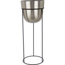 Black and silver tone tall planter