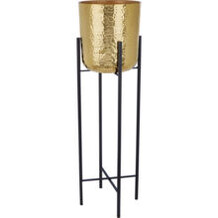 Gold tone tall planter