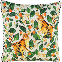 green and orange tree tigers cushion