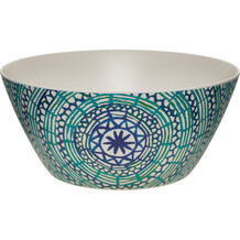 Navy and Green Mosaic Striped Salad Bowl
