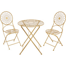 3 piece gold tone bistro table and chairs
