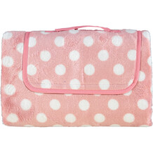 Pink and white polka dot picnic blanket