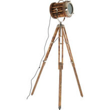 Brown wooden spot light floor lamp