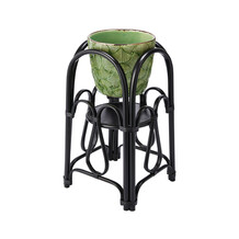 70's black metal and green plant holder