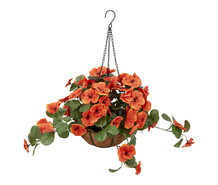 FI4564 Orange Flowered Plastic Hanging Basket 6447