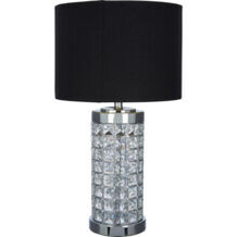 Black and Silver Clear Crystal Table Lamp