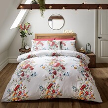 Double White Floral Bedding