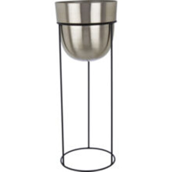 Black and silver tone tall planter