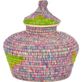 Multicoloured woven basket