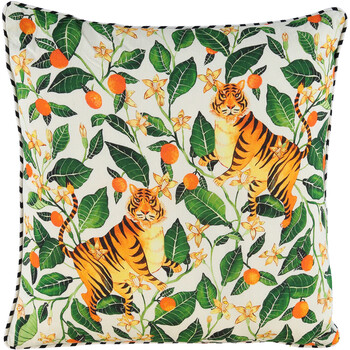 green and orange tree tigers cushion