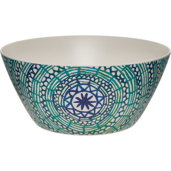 Navy and Green Mosaic Striped Salad Bowl