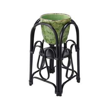 70's black metal and green plant holder