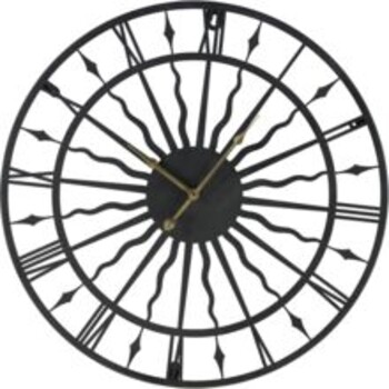 Black sun dial wall clock