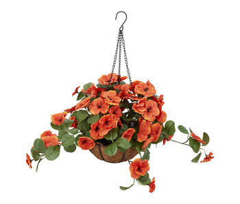 FI4564 Orange Flowered Plastic Hanging Basket 6447