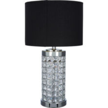 Black and Silver Clear Crystal Table Lamp
