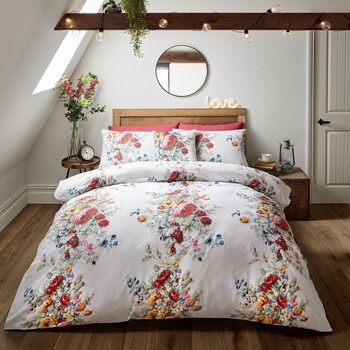 Double White Floral Bedding