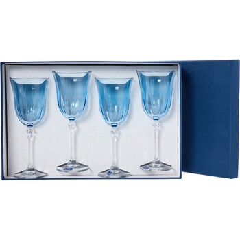 4 Blue Wine Glasses