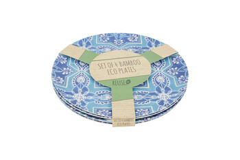 FI4564 Cambridge Set of 4 Bamboo Blue & Green Plates 6436